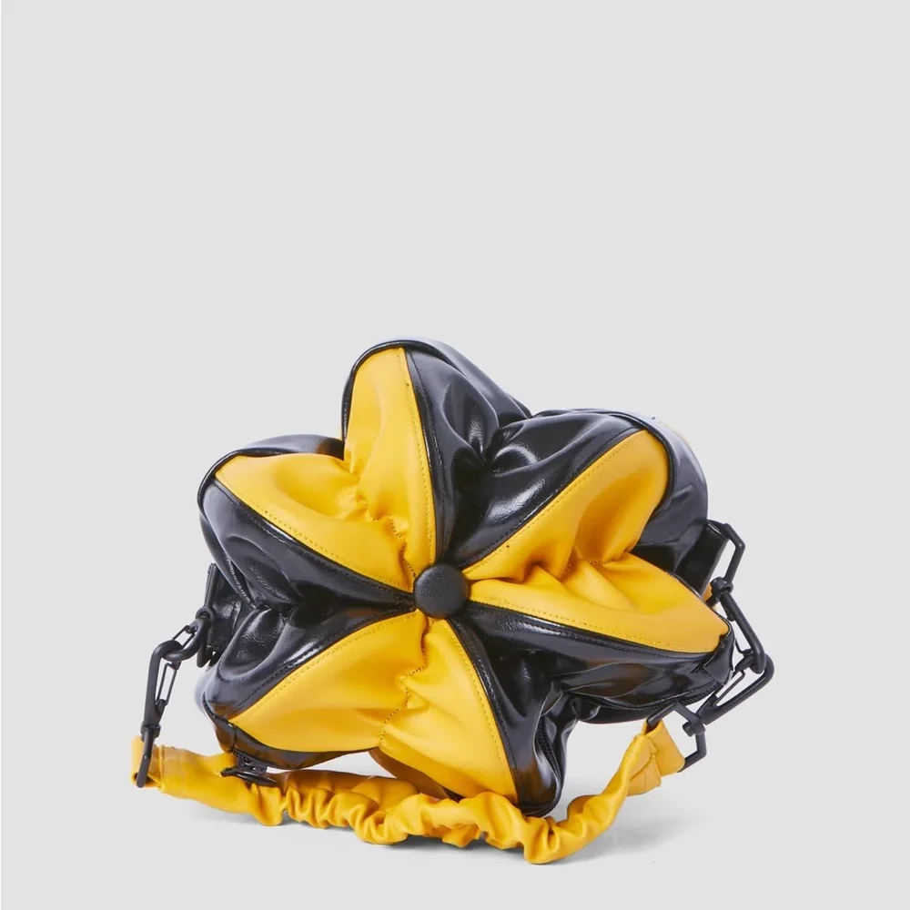 Tokyo James Small Ata Rodo Bag Yellow Black Ruched Crossbody Handbag NWT⁠
